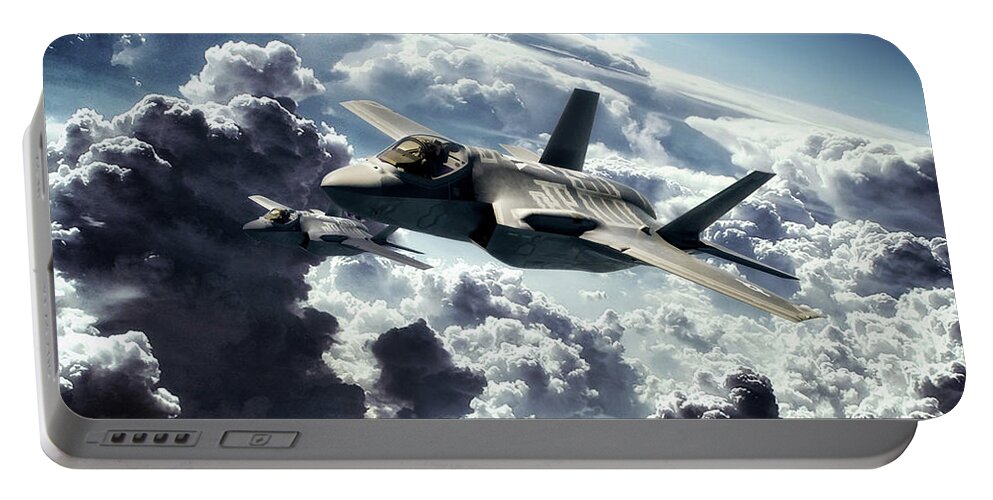 F-35 Lightning Portable Battery Charger featuring the digital art Strike Fighters by Airpower Art