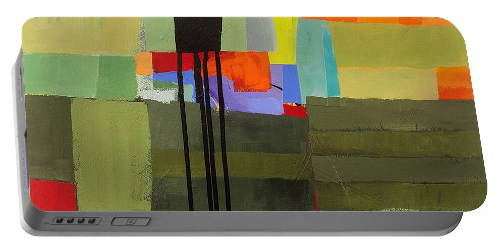 Abstract Art Portable Battery Charger featuring the painting Stripes and Dips 1 by Jane Davies