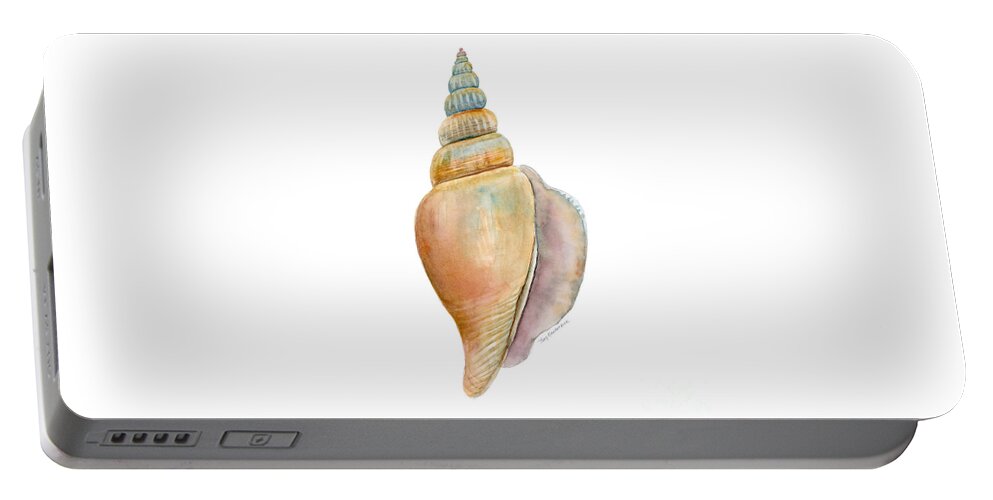 Conch Shell Painting Portable Battery Charger featuring the painting Strombus Vittatus Shell by Amy Kirkpatrick