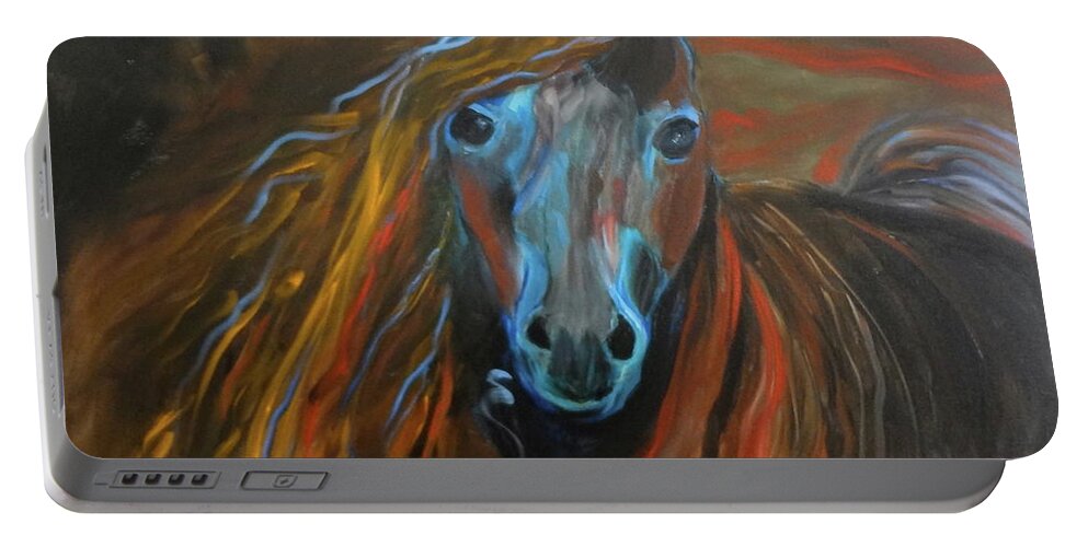 Horse Portable Battery Charger featuring the painting Strong Steed by Jenny Lee