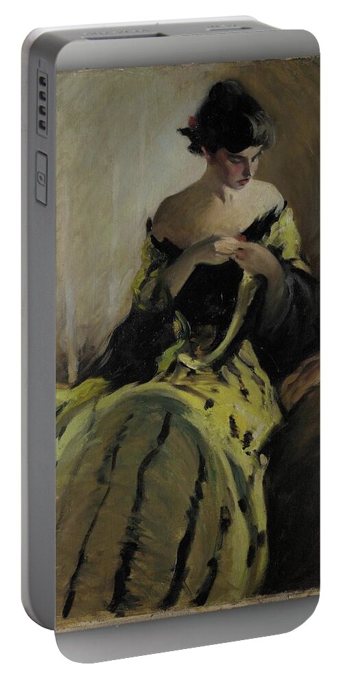 Study In Black And Green (oil Sketch) Portable Battery Charger featuring the painting Study in Black and Green by MotionAge Designs