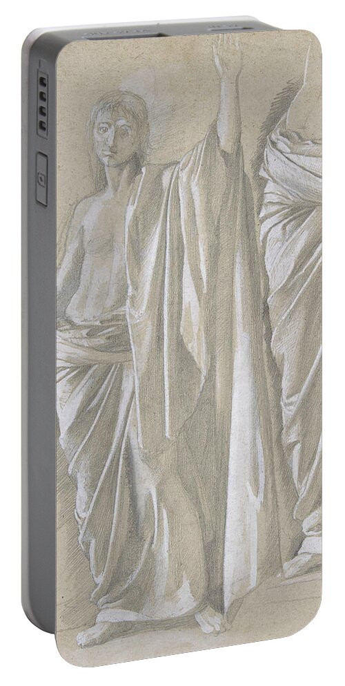 19th Century Art Portable Battery Charger featuring the drawing Study of a Draped Figure by Edgar Degas
