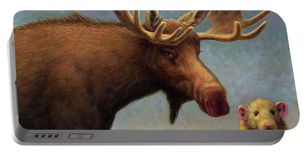 Mammals Portable Battery Charger featuring the painting Study of Two Mammals by James W Johnson