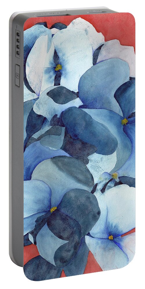 Hydrangea Portable Battery Charger featuring the painting Stylized Hydrangea by Ken Powers