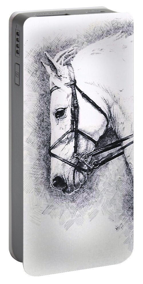Equus Portable Battery Charger featuring the drawing Subjugation by Barbara Keith