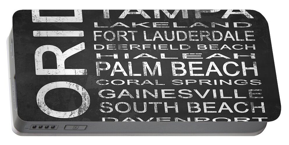 Subway Sign Portable Battery Charger featuring the digital art SUBWAY Florida State 3 Square by Melissa Smith