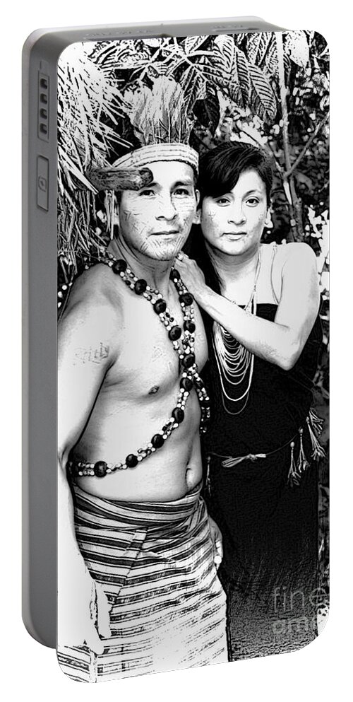 Amazon Portable Battery Charger featuring the photograph Sucua Shaman and Spouse by Al Bourassa