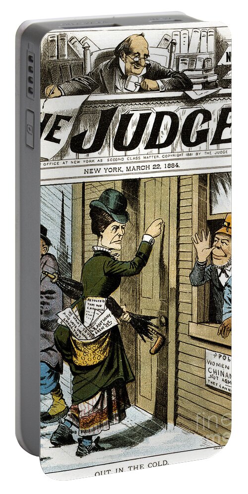 1884 Portable Battery Charger featuring the photograph Suffrage Cartoon, 1884 by Granger