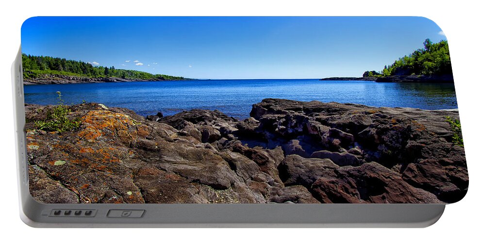 Sugarloaf Cove Minnesota Portable Battery Charger featuring the photograph Sugarloaf Cove From Rock Level by Bill and Linda Tiepelman