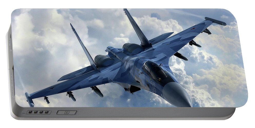 Sukhoi Su-35 Portable Battery Charger featuring the photograph Sukhoi Su-35 by Jackie Russo