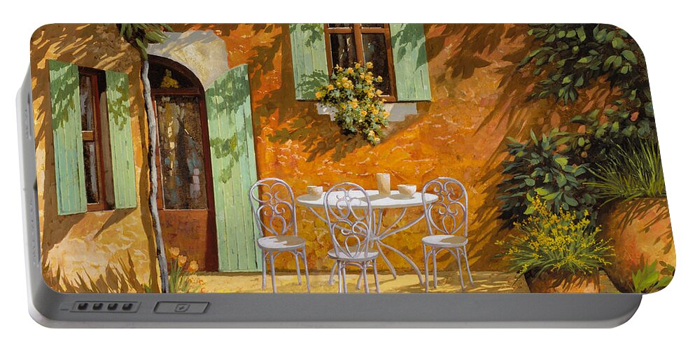 Quiete Portable Battery Charger featuring the painting Sul Patio by Guido Borelli