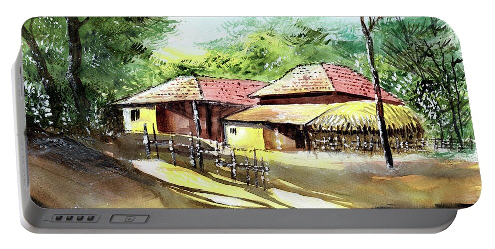 Nature Portable Battery Charger featuring the painting Summer Begins by Anil Nene