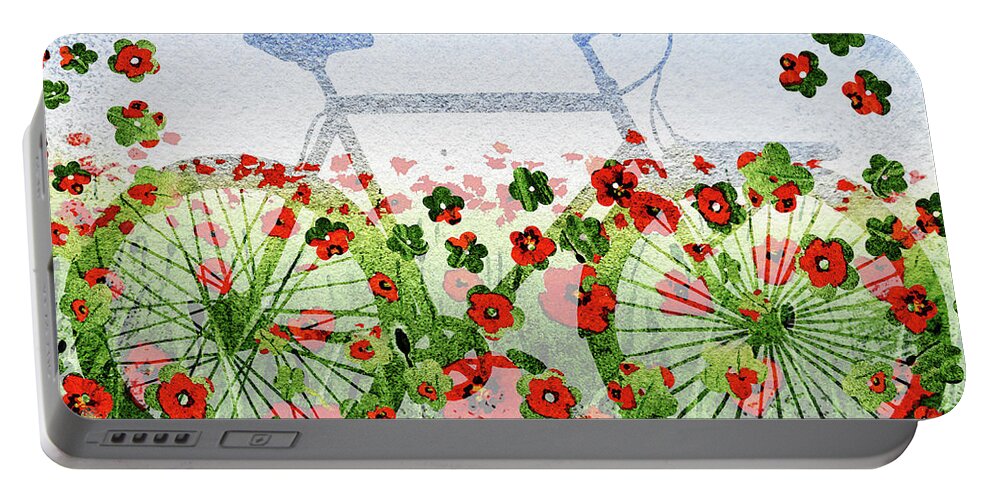 Bicycle Portable Battery Charger featuring the painting Summer Bicycle by Irina Sztukowski