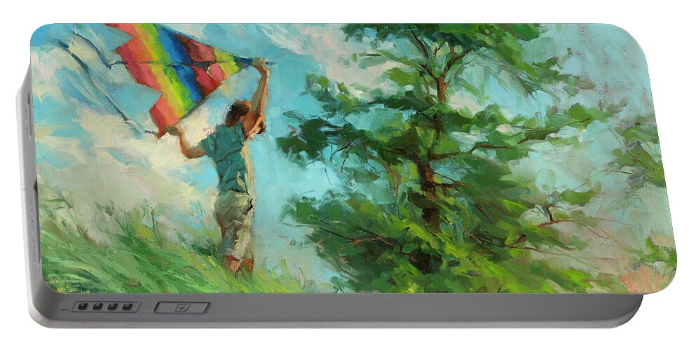 Boy Portable Battery Charger featuring the painting Summer Breeze by Steve Henderson
