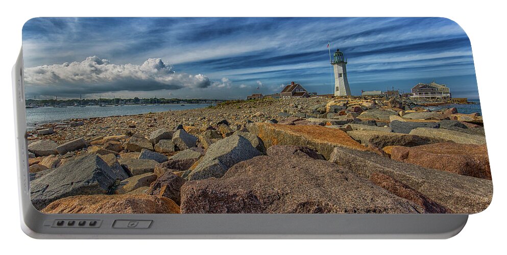 Summer Day At Scituate Lighthouse Portable Battery Charger featuring the photograph Summer Day At Scituate Lighthouse by Brian MacLean