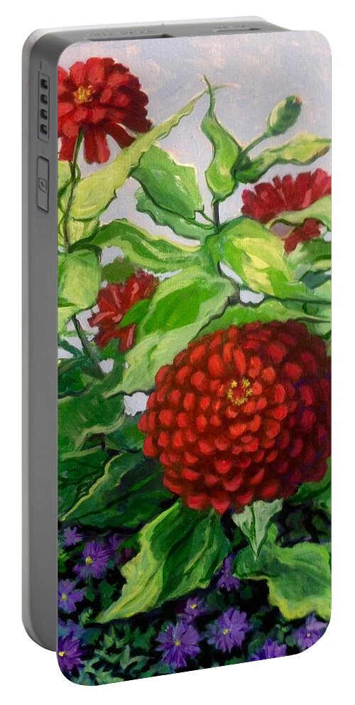 Flowers. Floral Portable Battery Charger featuring the painting Summer Flowers 3 by Jeanette Jarmon