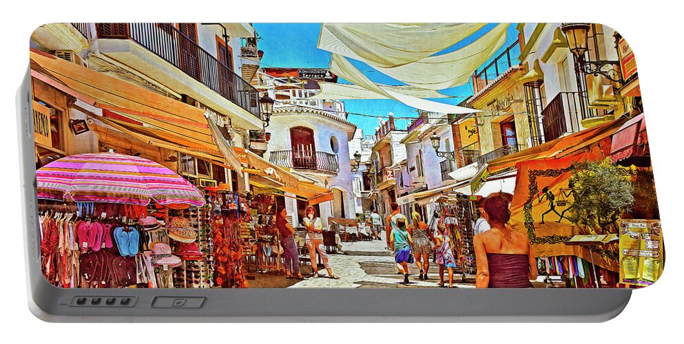 Summer Portable Battery Charger featuring the photograph Summer in Nerja by Mary Machare