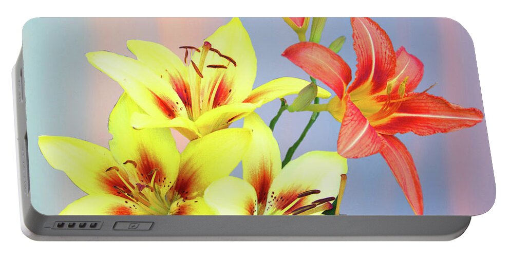 Flowers Portable Battery Charger featuring the photograph Summer Iris by Newwwman