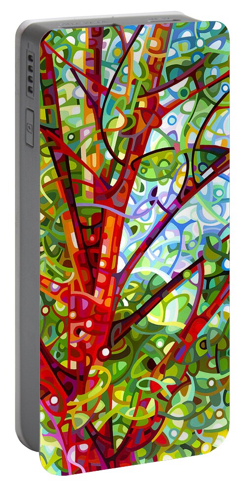 Contemporary Portable Battery Charger featuring the painting Summer Medley by Mandy Budan