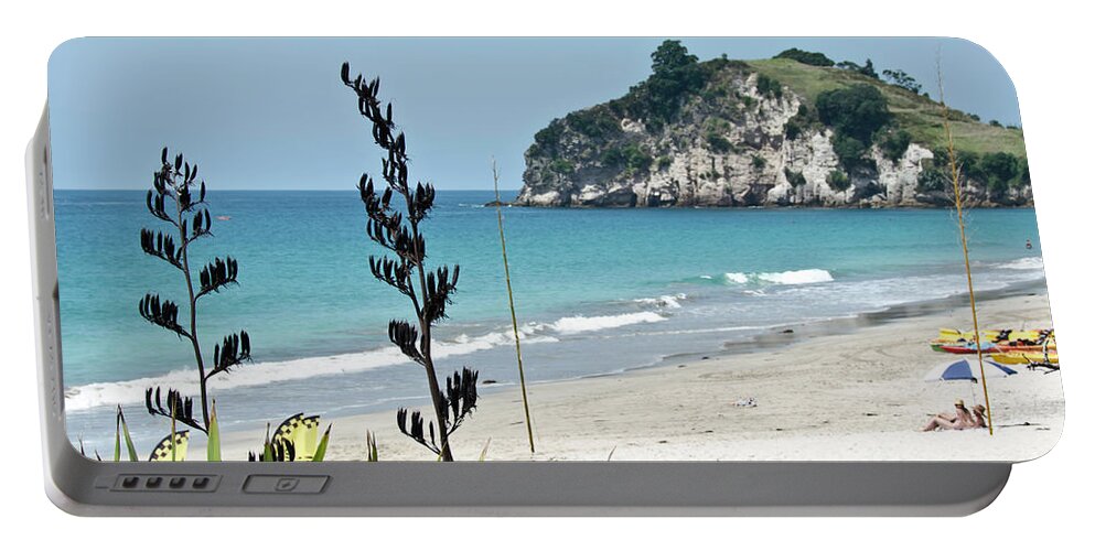 Waves Portable Battery Charger featuring the photograph Summer New Zealand Beach by Yurix Sardinelly