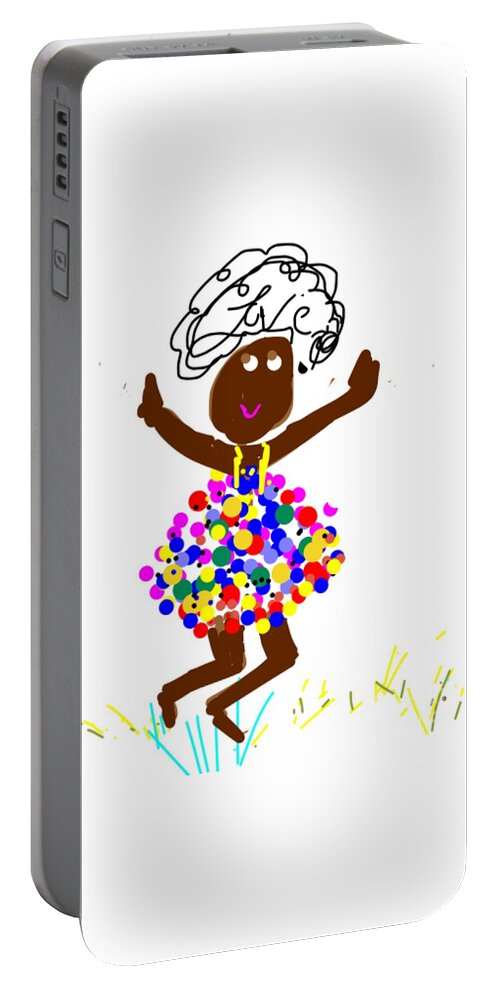 Cartoon Portable Battery Charger featuring the drawing Summer of Love by Glenda Thomas