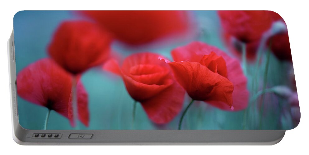 Poppy Portable Battery Charger featuring the photograph Summer Poppy Meadow 3 by Nailia Schwarz
