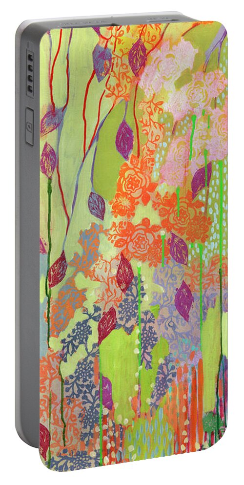Leaf Portable Battery Charger featuring the painting Summer Rain Part 1 by Jennifer Lommers