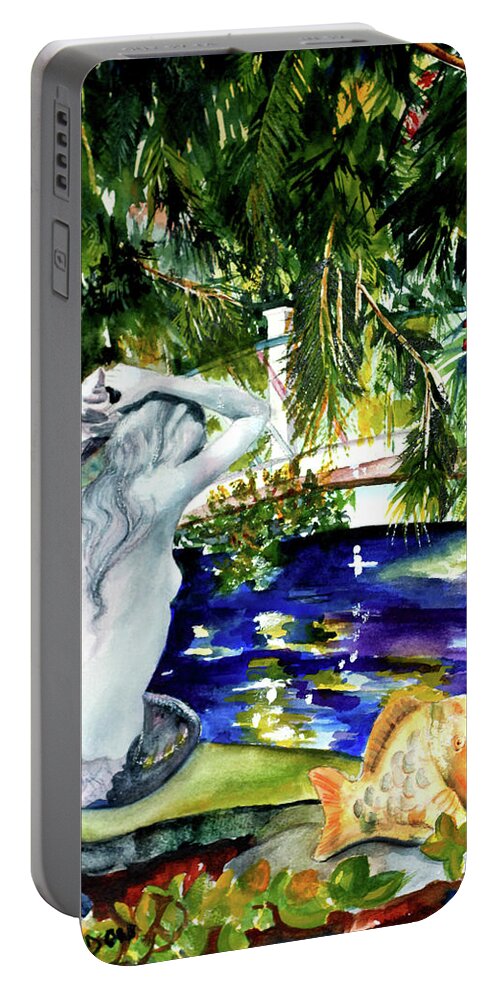 Mermaid Portable Battery Charger featuring the painting Summer Splendor by Phyllis London
