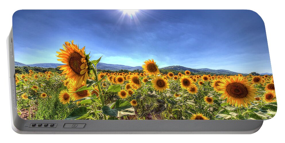 Sunflowers Portable Battery Charger featuring the photograph Summer Sunflowers by David Pyatt
