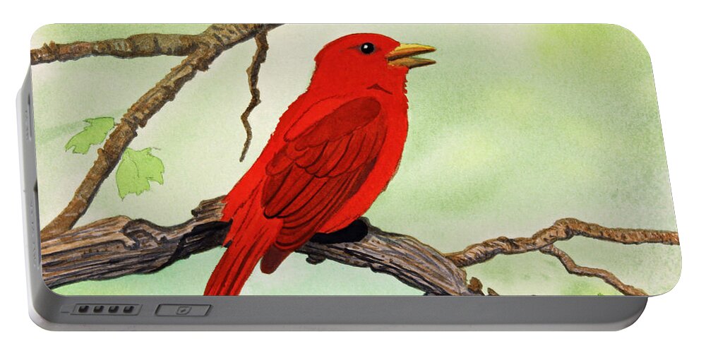 Tanager Portable Battery Charger featuring the painting Summer Tanager by Norma Appleton
