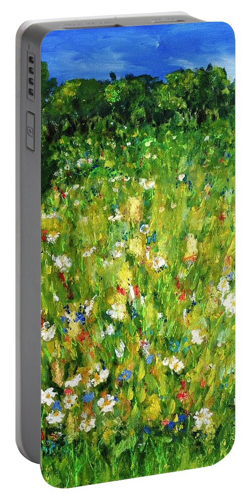 Landscape Portable Battery Charger featuring the painting The Glade by Evelina Popilian