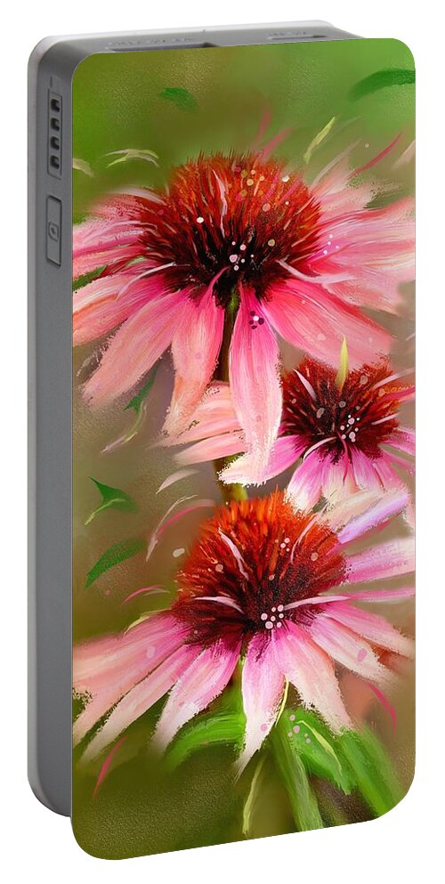 Pink Cone Flowers Portable Battery Charger featuring the photograph Summer Trio by Mary Timman