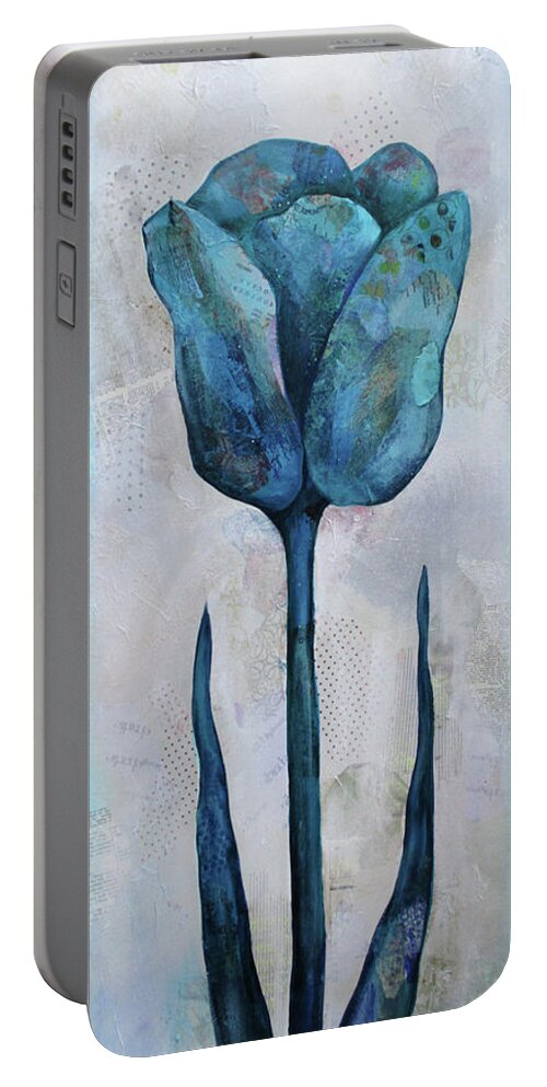 Tulip Portable Battery Charger featuring the painting Summer Tulip II by Shadia Derbyshire
