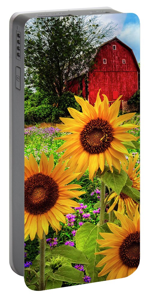 Sunflowers Portable Battery Charger featuring the photograph Summertime Fields by Debra and Dave Vanderlaan