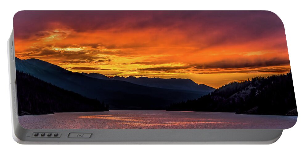 Sunset Portable Battery Charger featuring the photograph Summit Cove Sunset at Lake Dillon by Stephen Johnson