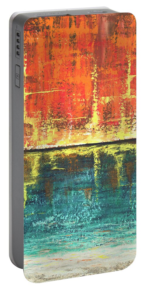 Abstract Portable Battery Charger featuring the painting Sun Dance by Wayne Cantrell