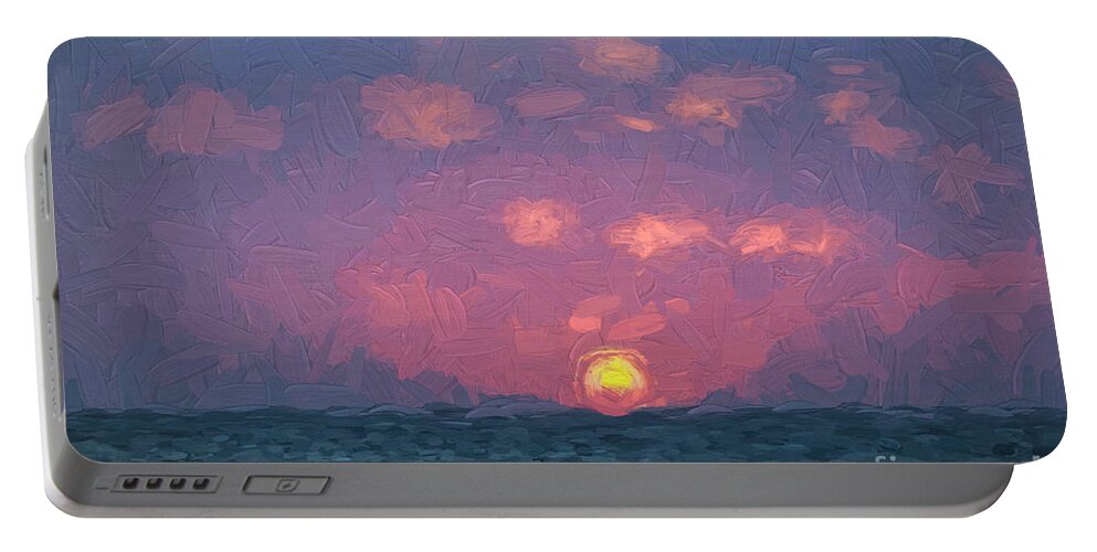 Seascape Portable Battery Charger featuring the photograph Sun Down by David Letts