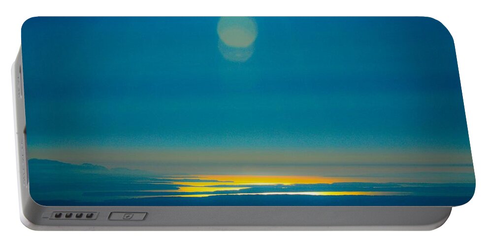 Sky Portable Battery Charger featuring the photograph Sun going down on the Sound by Brian O'Kelly