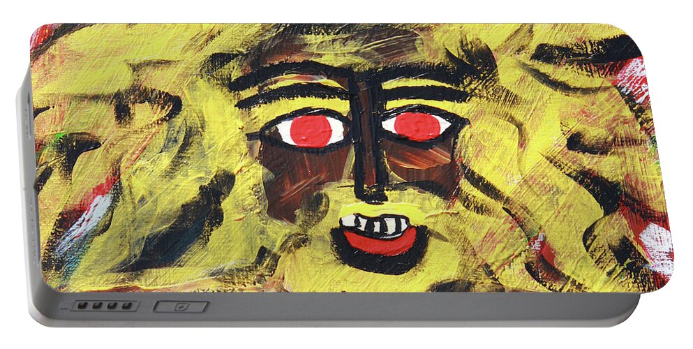  Portable Battery Charger featuring the painting Sun Of Man by Odalo Wasikhongo