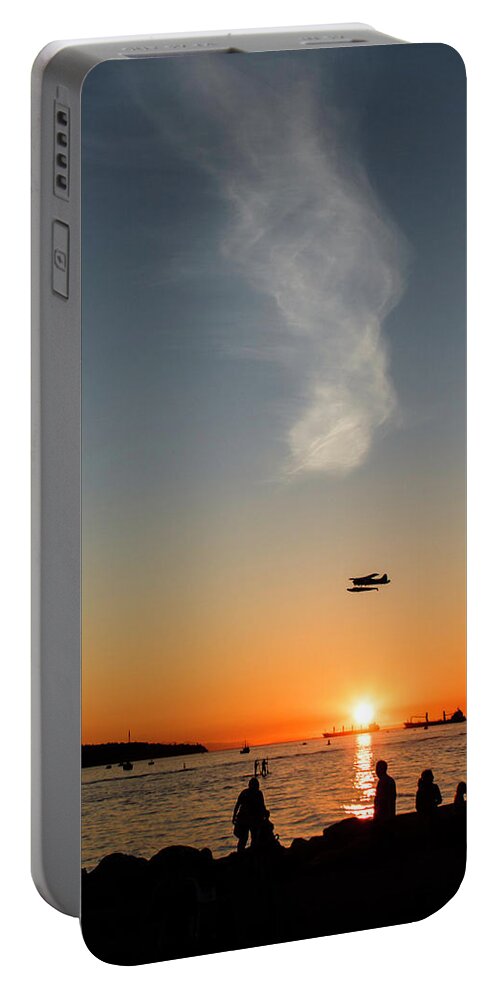 Aircraft Portable Battery Charger featuring the photograph Sun, Plane, Clouds by Rick Deacon