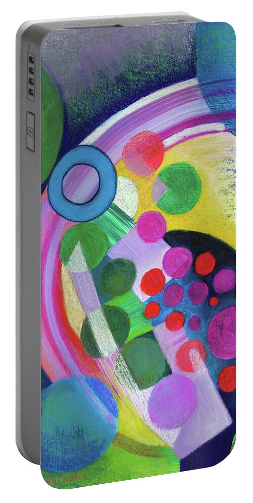  Portable Battery Charger featuring the painting Sun Spots by Polly Castor