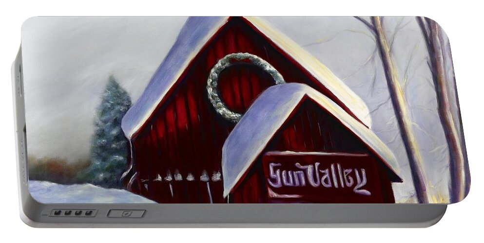 Landscape Portable Battery Charger featuring the painting Sun Valley 3 by Shannon Grissom