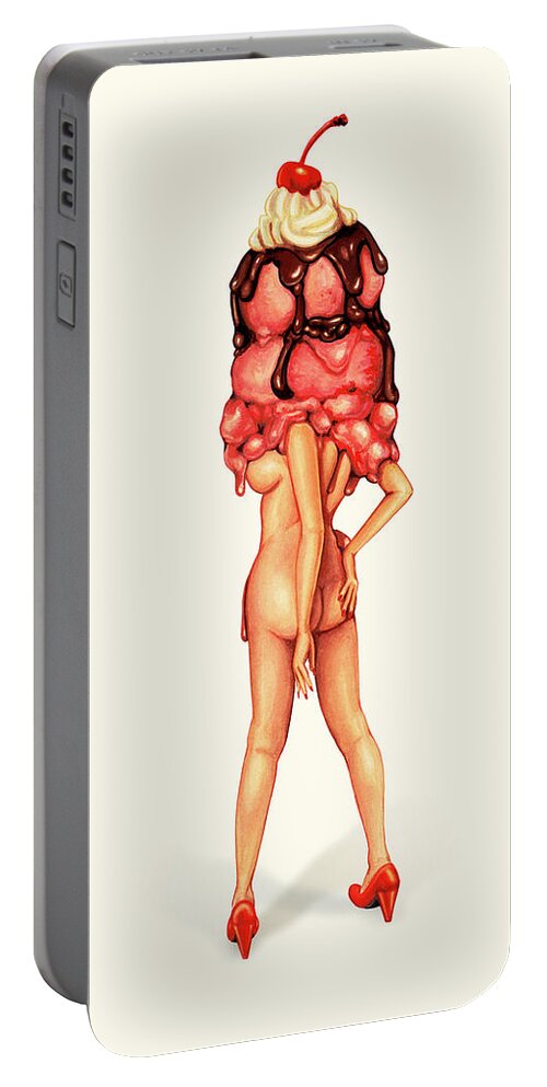 Ice Cream Portable Battery Charger featuring the painting Sundae Best III by Kelly Gilleran