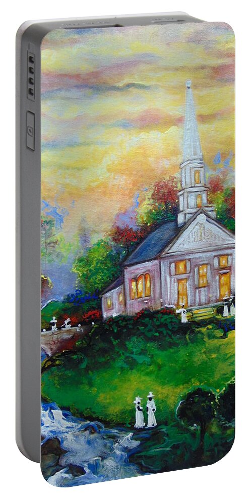 Landscape Portable Battery Charger featuring the painting Sunday by Emery Franklin