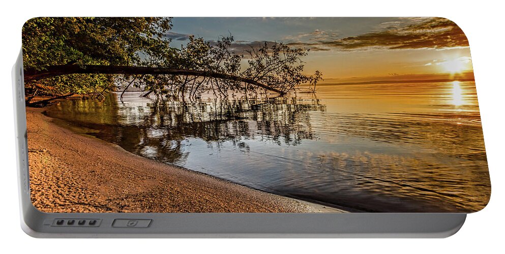 Higgins Lake Portable Battery Charger featuring the photograph Sunday Sunrise by Joe Holley
