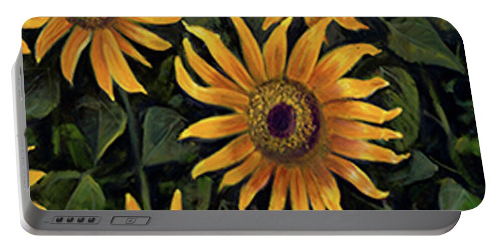 Pillow Portable Battery Charger featuring the painting Sunflower 2 by Claudia Goodell