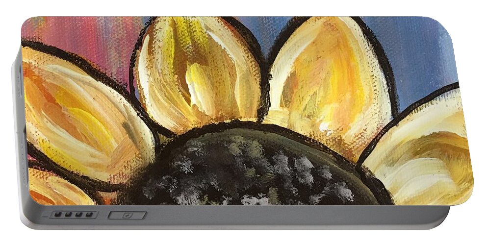 Sunflower Portable Battery Charger featuring the painting Sunflower 5 by Queen Gardner