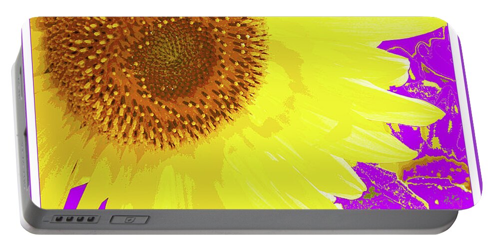 Flower Portable Battery Charger featuring the digital art Sunflower and Van Gogh Quotation by A Macarthur Gurmankin
