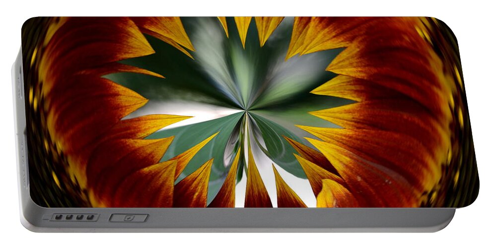 Sunflower Portable Battery Charger featuring the digital art Sunflower Circle by Cheryl Charette