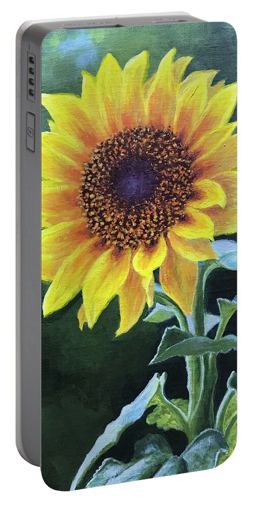 Sunflower Portable Battery Charger featuring the painting Sunflower by Janet King